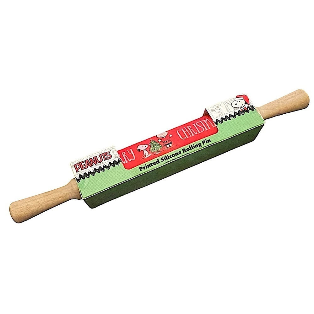 Peanuts Snoopy Charlie Brown Merry Christmas Printed Silicone Rolling Pin IOB